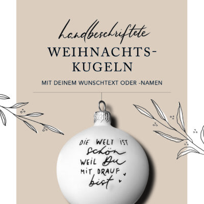 Weihnachtskugel handbeschriftet in Geschenkbox