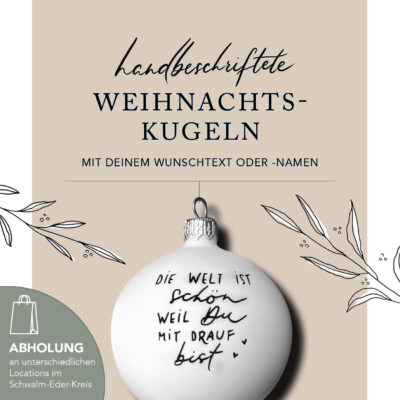Weihnachtskugel handbeschriftet in Geschenkbox